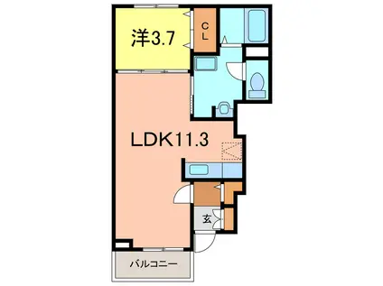 デフィー川原A(1LDK/1階)の間取り写真