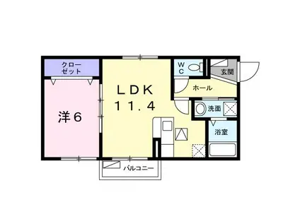 メゾンアルトウム(1LDK/2階)の間取り写真