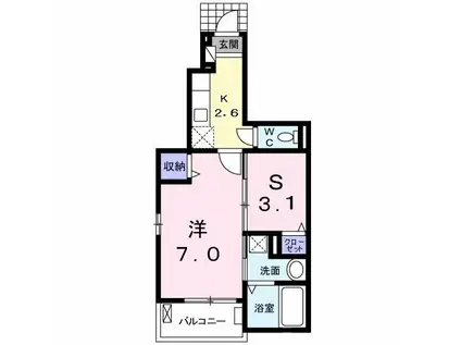 クラール(1SK/1階)の間取り写真