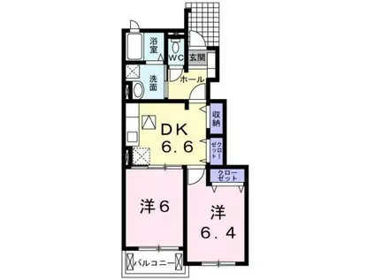 エテルノ ブリーズ II(2DK/1階)の間取り写真