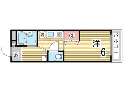 パンブロスV(1K/4階)の間取り写真