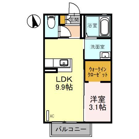 サンフール三上 A棟(1LDK/1階)の間取り写真
