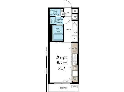 リブリ・アルヴィータ(1K/2階)の間取り写真