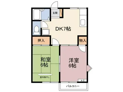 ハイネス久保田(2DK/2階)の間取り写真