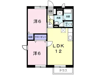 フローラル舞I(2LDK/2階)の間取り写真
