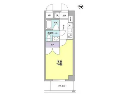 ヴァンフォーレ目黒(1K/4階)の間取り写真
