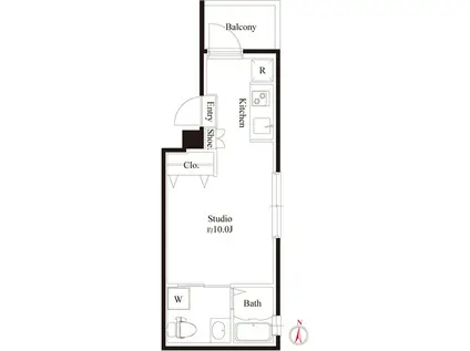 カーサビアンカ(ワンルーム/4階)の間取り写真