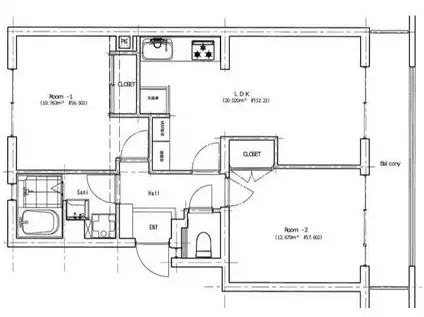 第3河原ハイツ(2LDK/3階)の間取り写真