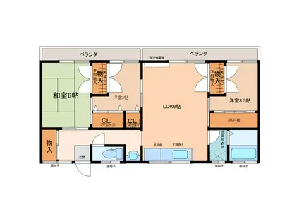 幸和コーポ(2SLDK/2階)の間取り写真