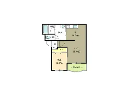 センチュリーハイツ中島(1LDK/2階)の間取り写真