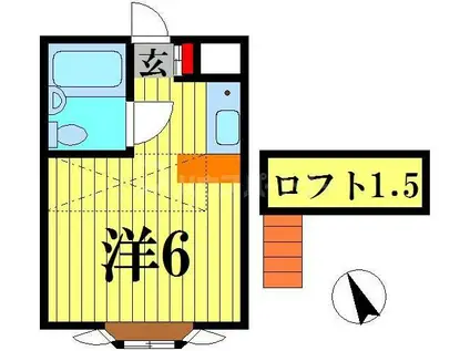 ベルピア常盤平3(ワンルーム/2階)の間取り写真