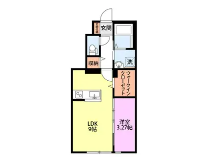 リビンド田塚II(1LDK/1階)の間取り写真