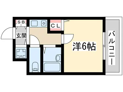 ストリーム江坂(1K/4階)の間取り写真