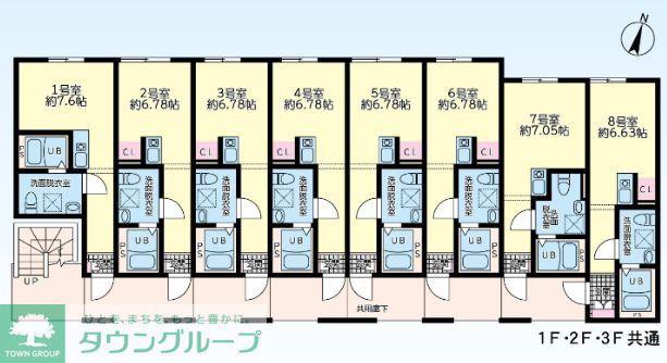 ノーステラス(ワンルーム/1階)の間取り写真