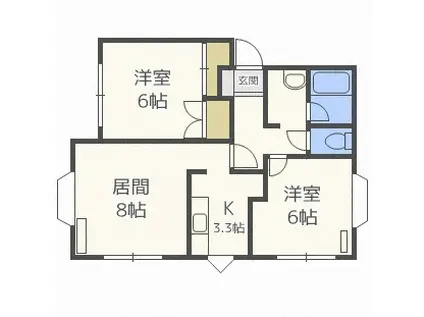 ハイツリヨ発寒(2LDK/2階)の間取り写真