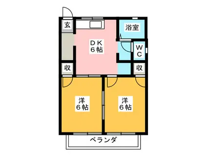 ラシェール曲金(2DK/2階)の間取り写真