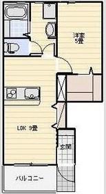 LOTUS坪井(1LDK/1階)の間取り写真