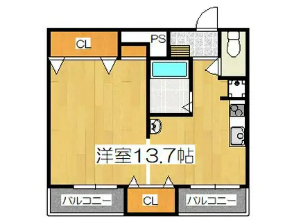 京阪プリンスマンション(ワンルーム/3階)の間取り写真