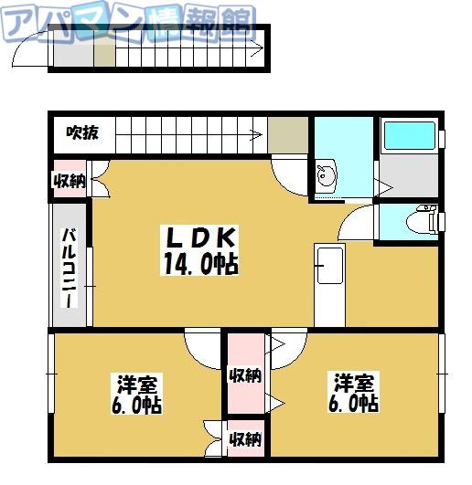 荻川ファーストハイツ(2LDK/2階)の間取り写真