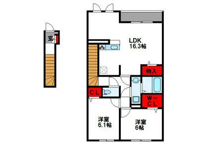 アン ボロンテ(2LDK/2階)の間取り写真