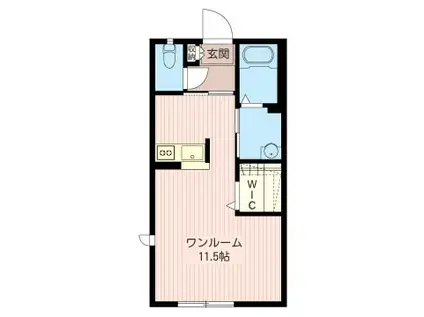 ハピネスグリーン(ワンルーム/1階)の間取り写真