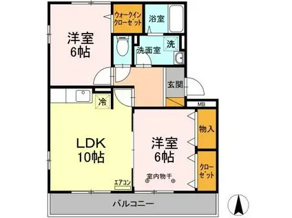 グランド・ソレーユI(2LDK/3階)の間取り写真