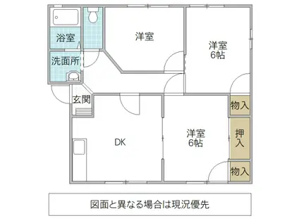 フレグランス牛久A(3DK/1階)の間取り写真