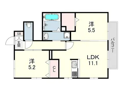 シャルマン(2LDK/1階)の間取り写真