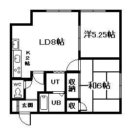 サンセット花咲A・B(2LDK/2階)の間取り写真
