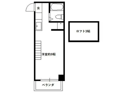 ジュネスエトワール与野(ワンルーム/2階)の間取り写真