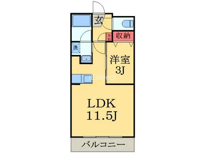 ヘルデンフィールズ2(1LDK/5階)の間取り写真