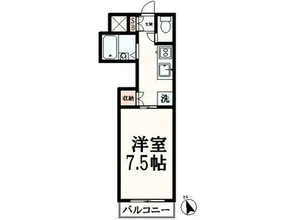 エスポワール(1K/2階)の間取り写真