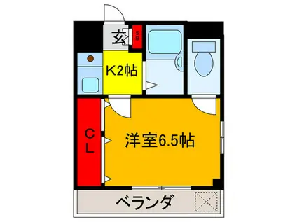 シャポベールT-SKY(1K/2階)の間取り写真