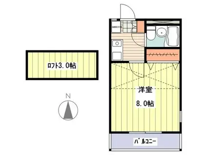 ヴィラリスヴラン(1K/2階)の間取り写真