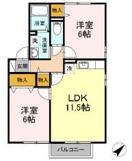 マイルド・フナコシ(2LDK/1階)の間取り写真