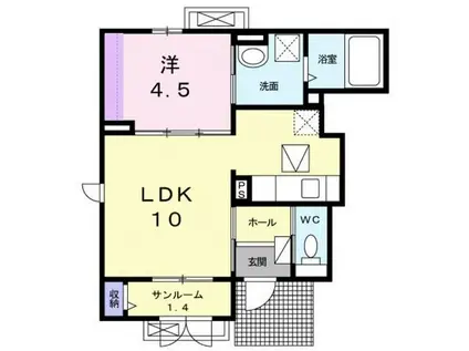 カーサ・フィオーレC(1LDK/1階)の間取り写真