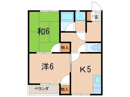 さくらハイツ鎌田(2K/2階)の間取り写真