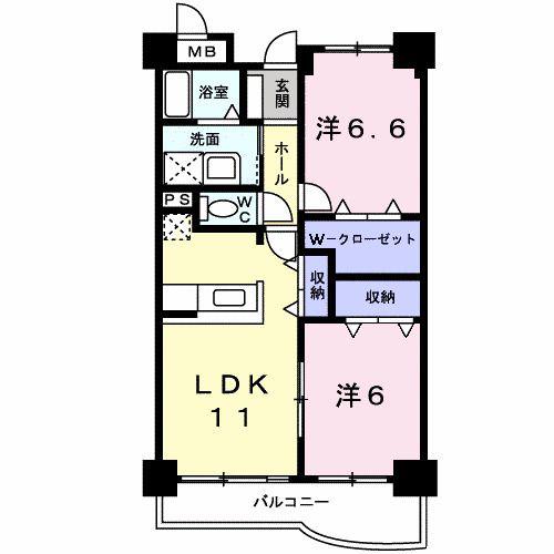 デスパシオ(2LDK/3階)の間取り写真