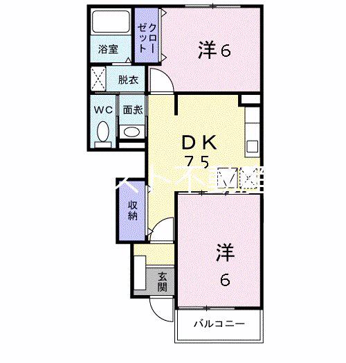 サン・フェアII(2DK/1階)の間取り写真