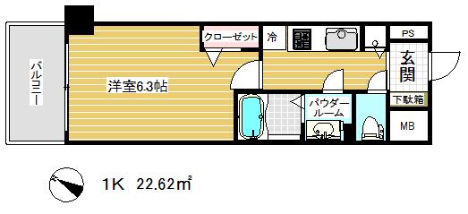 プレサンスみなと元町駅前(1K/10階)の間取り写真