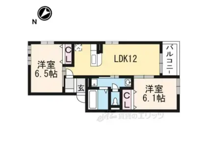 リヴィエール・コート Ⅰ(2LDK/2階)の間取り写真