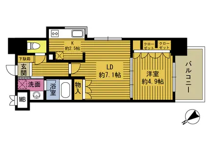 RJRプレシア大分駅前III(1LDK/2階)の間取り写真