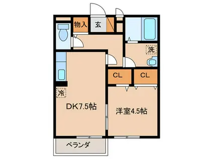 セジュールH・A(1DK/2階)の間取り写真