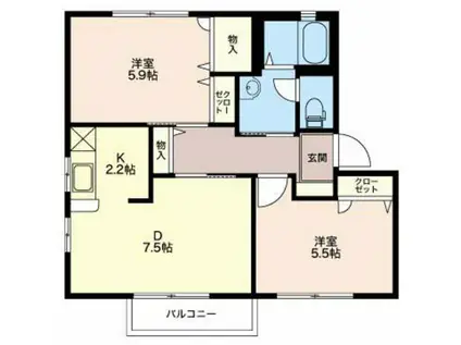 シャーメゾンIWAI(2DK/2階)の間取り写真