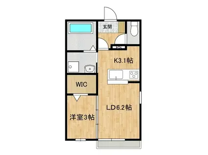 ブリストルXI(1LDK/1階)の間取り写真