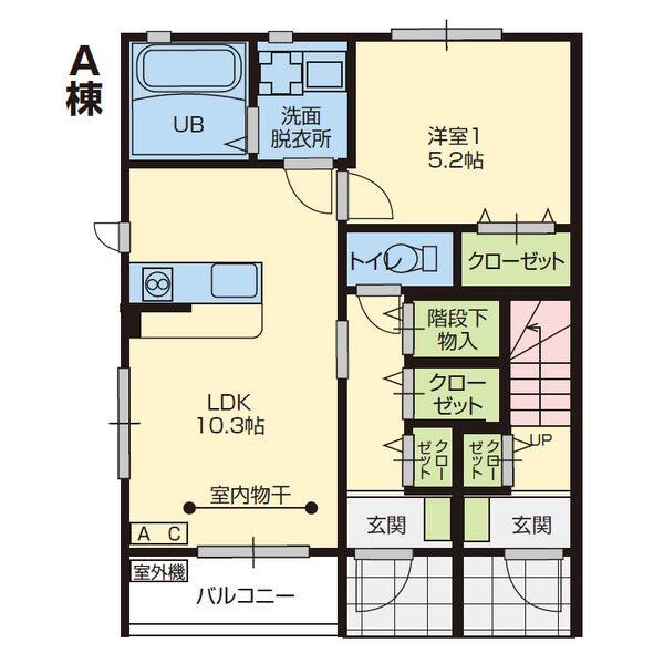 ソレイユ天皇寺東A(1LDK/1階)の間取り写真