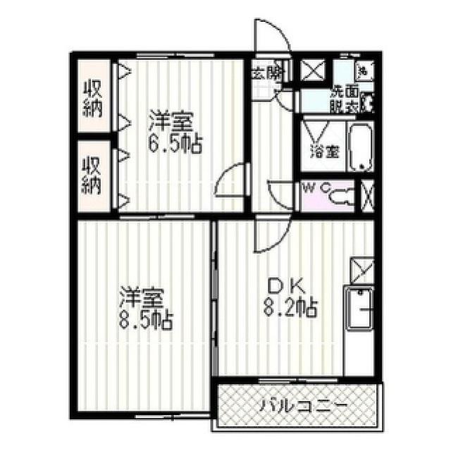 ドミール・アトレ(2LDK/2階)の間取り写真