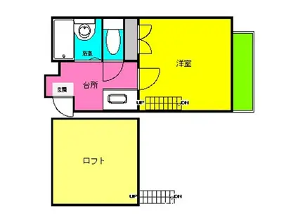 地下鉄空港線 唐人町駅 徒歩5分 2階建 築26年(1K/2階)の間取り写真