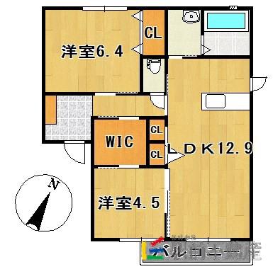 フェリークII(2LDK/2階)の間取り写真