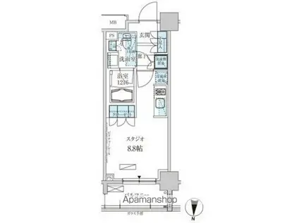 パークアクシス両国馬車通(ワンルーム/3階)の間取り写真